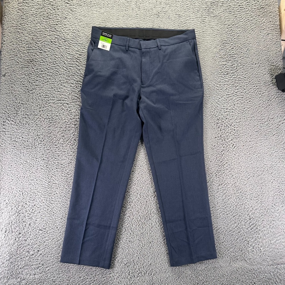 Haggar Pant Men's 36x29 Blue Polyester Dress Straight Formal Business Preppy